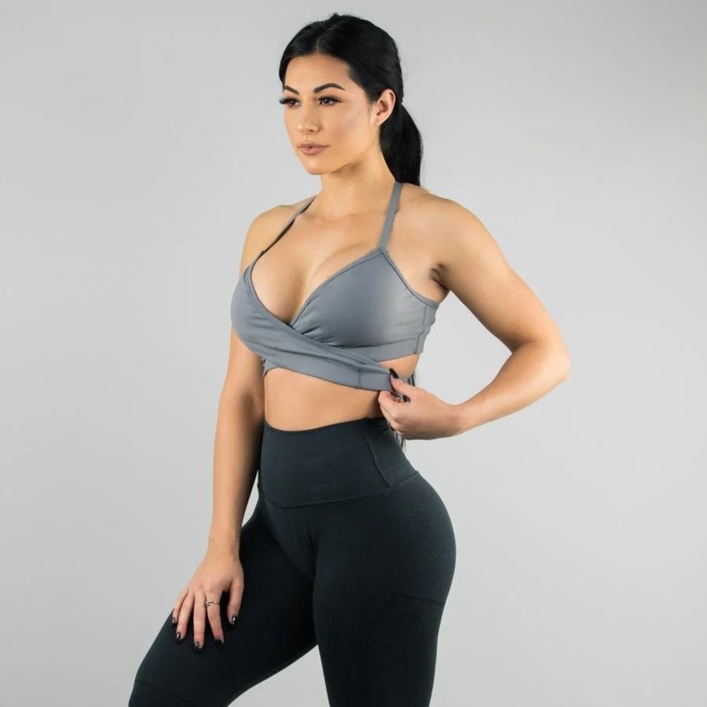 Alphalete gray wrap bra